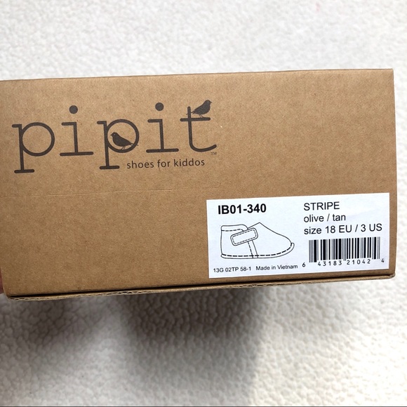 Pipit Suede Stripe Olive Green Baby Shoes Size 3 - Picture 9 of 11